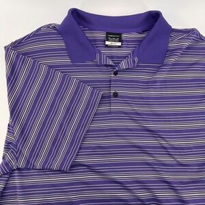 Nike‎ Golf Dri-FIT XXL Purple Striped Polo Shirt Men's Short Sleeve Athletic
